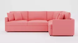 Modern L-Shaped Sectional Sofa 05 - Coral Pink Fabric Low-poly 3D model
