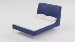 Modern Upholstered Platform Bed 02 Low-poly 3D model