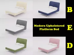 Modern Upholstered Platform Bed Collection - 5-Model Pack Low-poly 3D model
