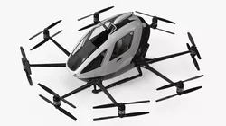Self-Flying Passenger Drone Vehicle White Rigged for Cinema 4D 3D model