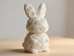 Bunny with rose flowers - Free 3D Print Model