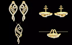 Diamond Abstract Leaf Earrings and Pendant CAD STL 3DM Set 3D print model