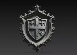 Gothic Cross Shield Medieval Heraldic Relief STL Model 3D print model