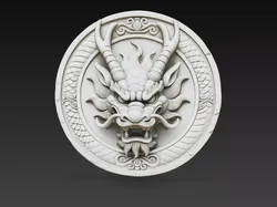 Asian Dragon Relief Medallion STL Wall Decor Model 3D print model