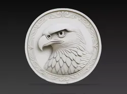 Eagle Head Classic Round Relief Decorative Wall Medallion STL 3D print model