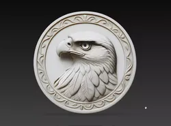 Eagle Head Relief Decorative Round Frame Wall Panel 3D print model