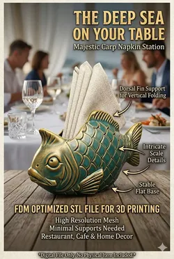 Fish Napkin Holder for Restaurant-Marine Life Kitchen Decor 3D print model