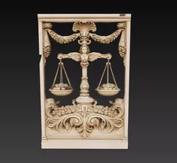 Libra Scales Relief Panel Zodiac Ornament 3D Model STL  3D print model