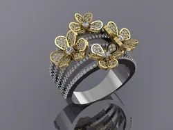 Flower Diamond Ring Luxury Jewerly 3D print model