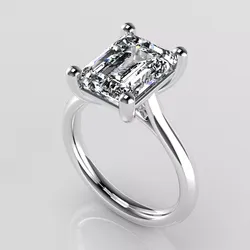 Classic Shoulder Solitaire Ring - Emerald cut - 400 ct points 3D print model