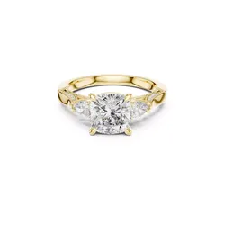Cushion Cut Three Stone Engagement Ring Diamond Ring CAD 3D print model