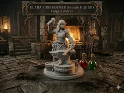"Elara Firehammer" female elven  Artificer (Forge) - Free 3D Print Model