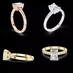 Emerald Cut Diamond Solitaire Ring CAD Jewelry Design 3D print model