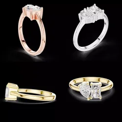 Toi Et Moi Diamond Ring CAD Design with Pear and Emerald 3D print model