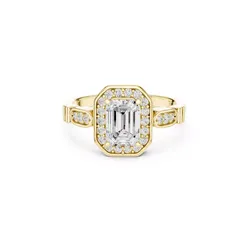 Emerald Cut Halo Diamond Engagement Ring CAD 3D print model