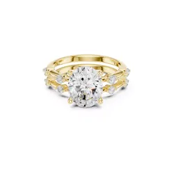 Oval Diamond Three Piece Bridal Ring Set STL 3DM CAD 3D print model