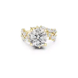Round Diamond Nature Inspired Engagement Ring STL 3DM CAD 3D print model