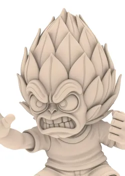 Angry Artichoke Vegetable Monster Cartoon Character 3D print model