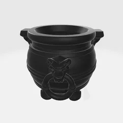 Black Gothic Cauldron Pot 3D Model STL OBJ GLB for 3D Printing 3D print model