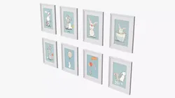 Bunny Wall Art Set for Nursery White 3D model