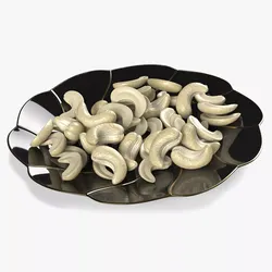 Cashew Kernels on Porcelain Saucer Black 3D model
