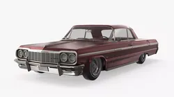 Chevrolet Impala Lowrider 1964 with Dropped Stance Pearl Red 3D model