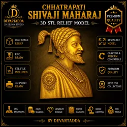 Chhatrapati Shivaji Maharaj Relief STL 3D print model