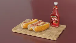 Classic Hot Dogs on Cutting Board 3D model