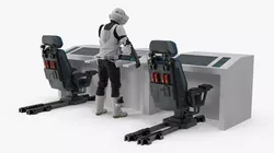 Control Console With Standing Operator White 3D model