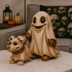 Cute Ghost with Dog STL OBJ GLB 3D Printable Halloween Figurine  3D print model
