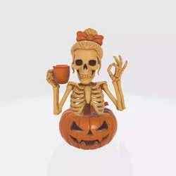 Cute Halloween Skeleton Pumpkin 3D Print Model STL OBJ  3D print model