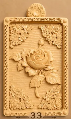 Decorative Rose Floral Frame Relief Panel 3D model