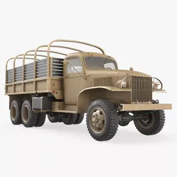 Desert Army Supply Truck with Open Frame and Wooden Bed Vintage 3D model