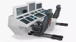 Dual Operator Control Console With Monitors White 3D model