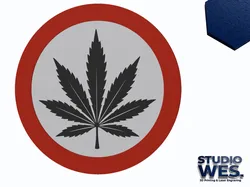 Fișiere pentru imprimante 3D | Fișier 3MF | Cannabis Leaf - Forbidden Traffic Sign - Wall Art v1