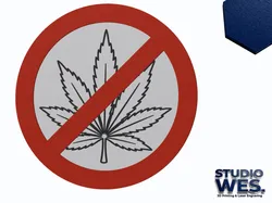 Fișiere pentru imprimante 3D | Fișier 3MF | Cannabis Leaf - Forbidden Traffic Sign - Wall Art v2