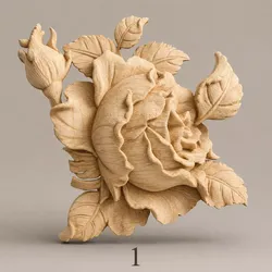 Floral Wood Sculpture 3D Ornament 3D model