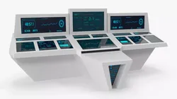 Futuristic Control Station For Two Operators White 3D model