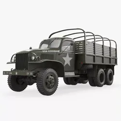 GMC CCKW-353 Military Truck with Open Cargo Frame Green Vintage 3D model