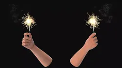 Hand with Lit Sparkler Stick 3D model