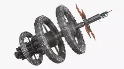 Interplanetary Space Station with Triple Rotation Rings Metallic 3D model