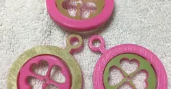 Keyring gyro 4leaf clover flower - more luck for Shamrock - St. Patrick's Day