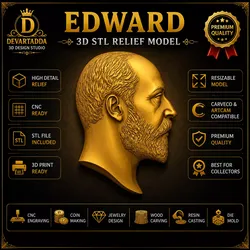 King Edward VII Portrait Relief STL 3D print model