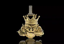 King Gorilla with Crown Pendant 3D print model