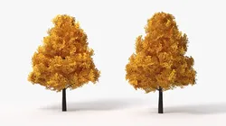 Lowpoly Decorative Maple Landscape Tree Yellow Low-poly 3D model