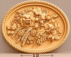 Luxury Rose and Botanical Wood Carving CNC Model 3D model
