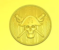 Pirate Skull Emblem CNC STL File 3D model