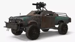 Post-apocalyptic Assault Vehicle Green 3D model