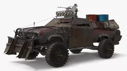 Post-Apocalyptic War Truck With Barrels 3D model