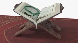 Prayer Rug with Quran Rehal on Stand and Beads 3D model
